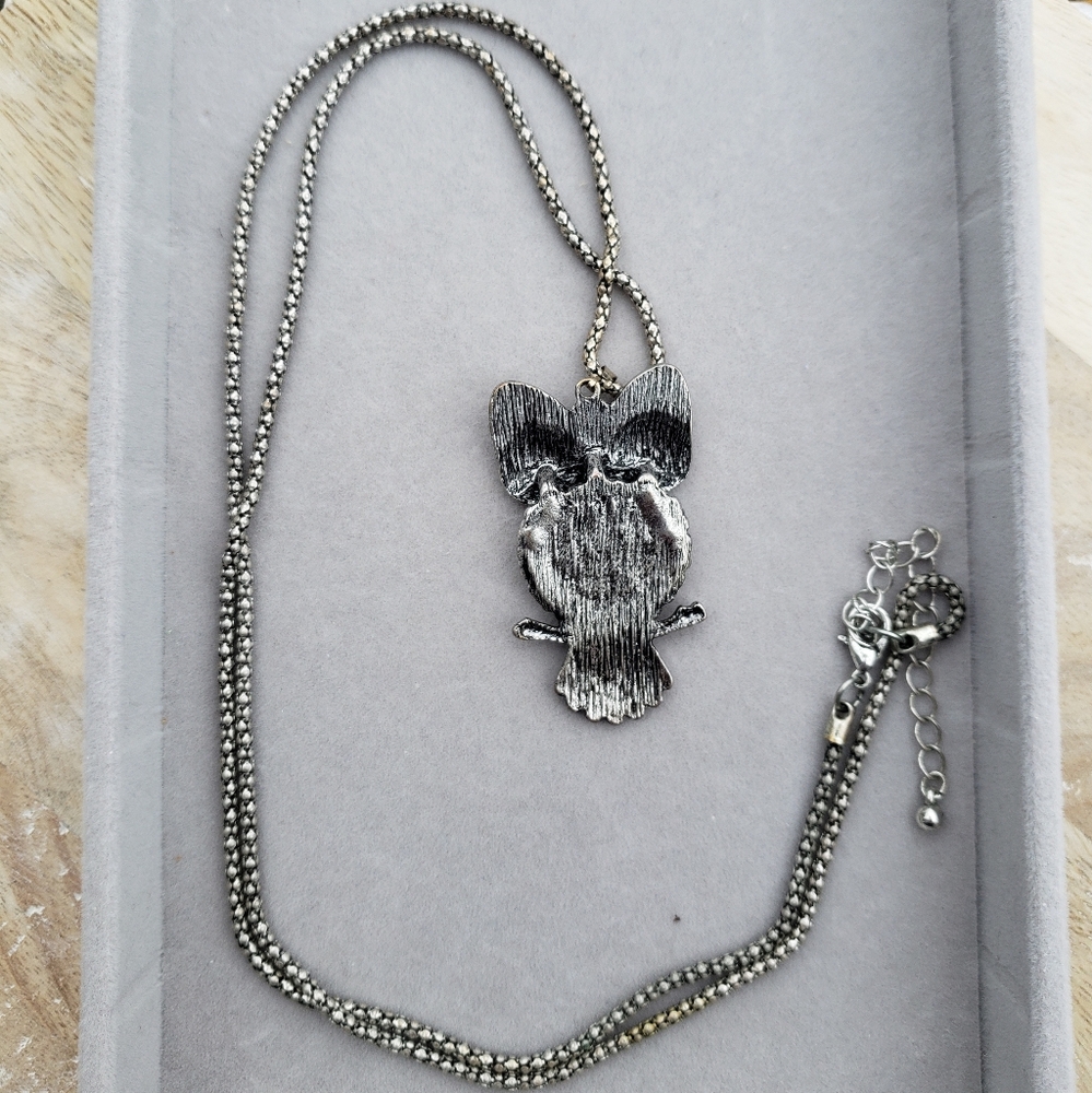 10. Owl Pendant Necklace - rope chain - Picture 8 of 8